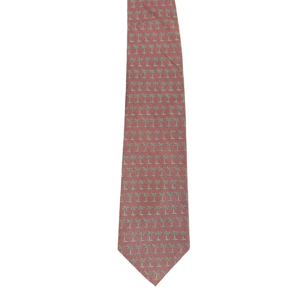 Tommy Bahama Off Island Mens Silk Tie Rust Red Palm Tree Tropical‎ Hand Made - Picture 5 of 8